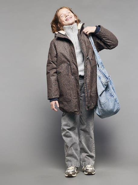Parka fille léopard doublée sherpa marine 4 - vertbaudet enfant 