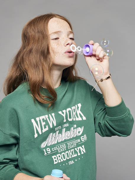 Sweat motif New York fille vert anglais 2 - vertbaudet enfant 