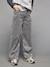 Jean droit fille bleu moyen+denim gris 8 - vertbaudet enfant 