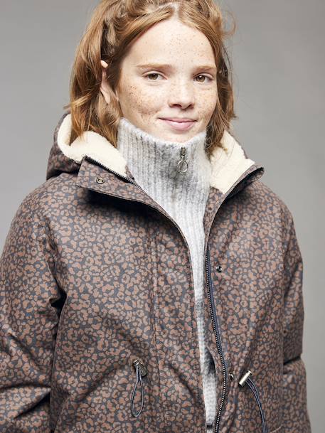 Parka fille léopard doublée sherpa marine 2 - vertbaudet enfant 