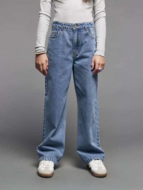 Jean droit fille bleu moyen+denim gris 1 - vertbaudet enfant 