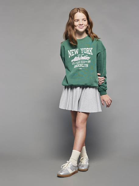 Sweat motif New York fille vert anglais 6 - vertbaudet enfant 