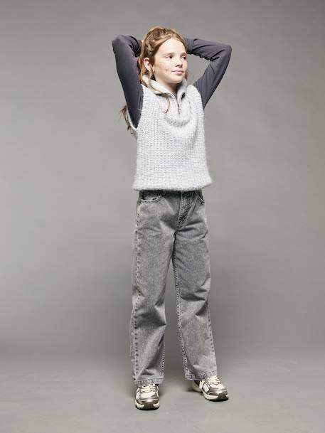 Jean droit fille bleu moyen+denim gris 10 - vertbaudet enfant 