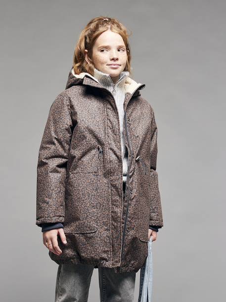 Parka fille léopard doublée sherpa marine 1 - vertbaudet enfant 