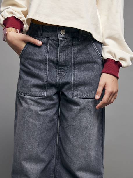 Jean large poches charpentier fille bleu moyen+denim gris 9 - vertbaudet enfant 