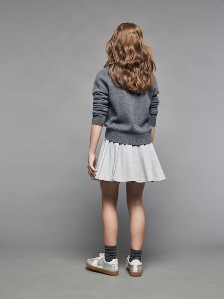 Jupe plissée en molleton fille gris chiné 7 - vertbaudet enfant 