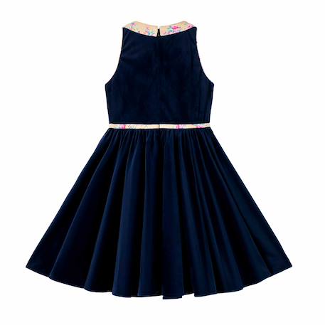Robe  qui tourne velours   et col    hepburn Bleu marine bleu roi+Bleu marine rose 11 - vertbaudet enfant 