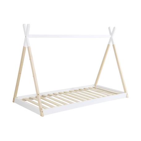 Lit tipi enfant  bois de pin sommier à lattes inclus tobias Blanc+Vert 2 - vertbaudet enfant 