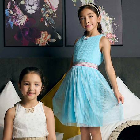 Robe demoiselle d'honneur  en voile    hepburn Bleu ciel 6 - vertbaudet enfant 
