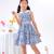 Robe demoiselle d'honneur  fleurie    hepburn Blanc bleu marine 6 - vertbaudet enfant 