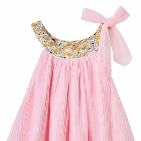 Robe cérémonie   à col fleuri liberty   alizee Blanc violet floral+Jaune multicolore+Rose jaune floral 14 - vertbaudet enfant 