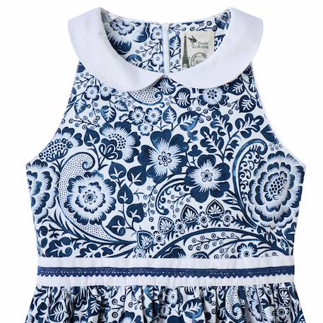 Robe demoiselle d'honneur  fleurie    hepburn Blanc bleu marine 4 - vertbaudet enfant 