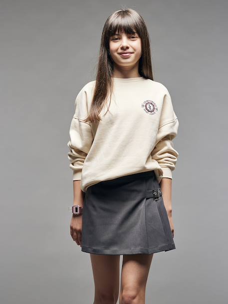 Jupe-short plissée fille anthracite 2 - vertbaudet enfant 