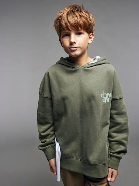 Sweat garçon à capuche kaki 1 - vertbaudet enfant 