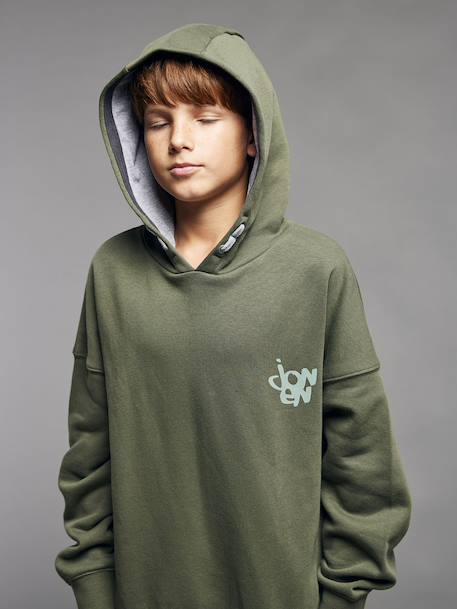 Sweat garçon à capuche kaki 2 - vertbaudet enfant 