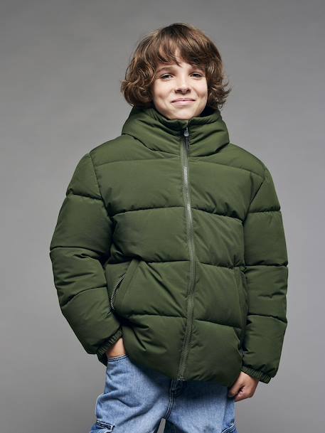 Doudoune garçon puffy anthracite+kaki 13 - vertbaudet enfant 
