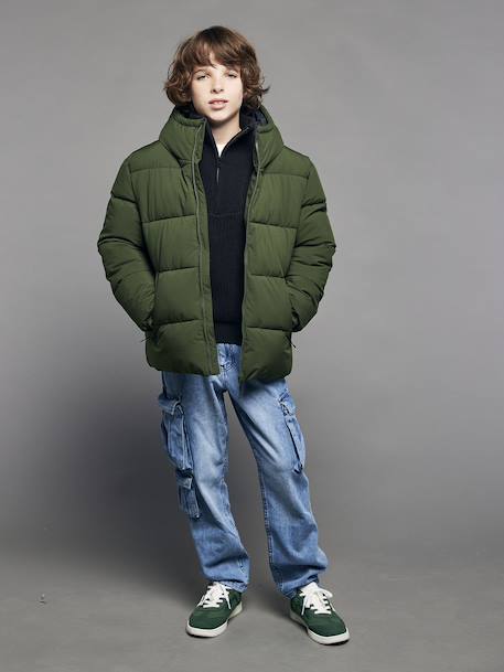 Doudoune garçon puffy anthracite+kaki 17 - vertbaudet enfant 