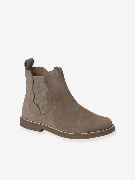 Boots enfant fille cuir détails festons lot beige+marine+marron+noir+taupe 22 - vertbaudet enfant 