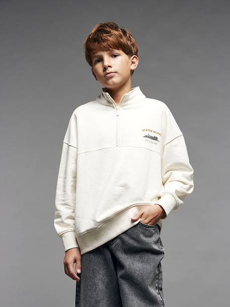 Sweat garçon camionneur oversize écru 1 - vertbaudet enfant 