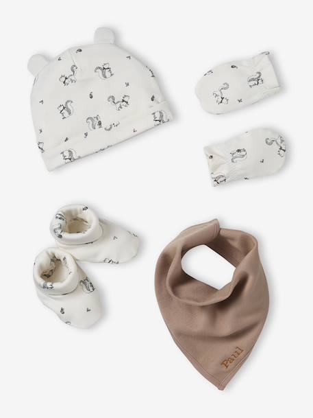 Ensemble bonnet, moufles, foulard et chaussons bébé beige 1 - vertbaudet enfant 