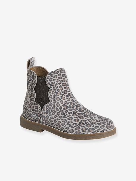 Boots enfant fille cuir détails festons lot beige+marine+marron+noir+taupe 1 - vertbaudet enfant 