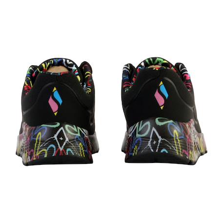 Baskets basses à lacets Blanc et rose+Noir multi 9 - vertbaudet enfant 