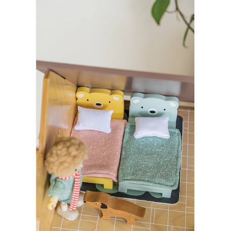 Mobilier pour maison de poupée chambre en bois Bleu, vert, jaune 4 - vertbaudet enfant 
