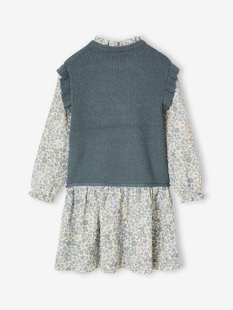 Robe effet 2 en 1 bi-matière fille vert sapin 2 - vertbaudet enfant 