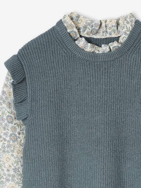 Robe effet 2 en 1 bi-matière fille vert sapin 3 - vertbaudet enfant 