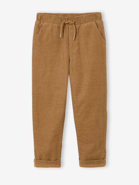 Pantalon velours taille élastiquée ajustable garçon noix de pécan 1 - vertbaudet enfant 