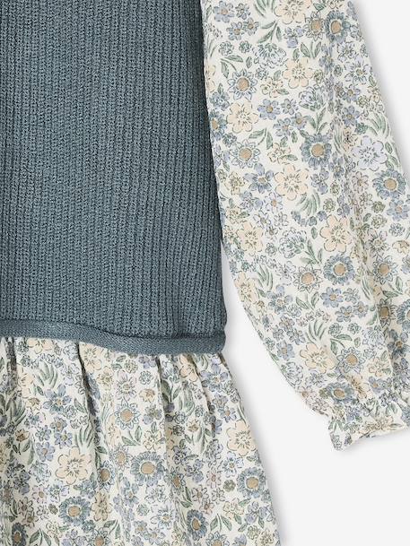 Robe effet 2 en 1 bi-matière fille vert sapin 4 - vertbaudet enfant 