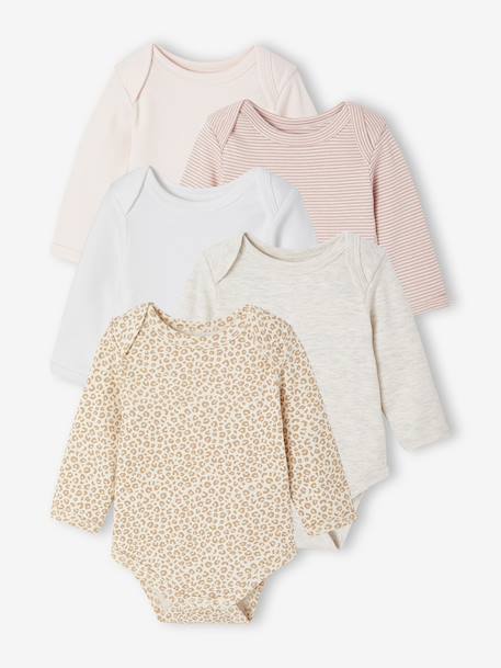 Bébé-Lot de 5 bodies bébé fille ouverture américaine manches longues