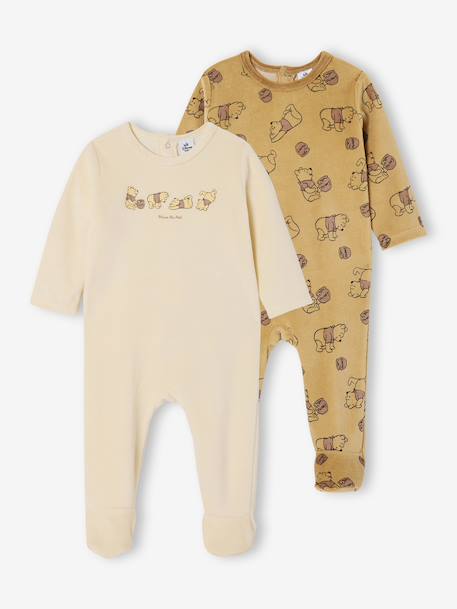 Lot de 2 dors-bien Disney Winnie l'ourson en velours cappuccino + écru 1 - vertbaudet enfant 
