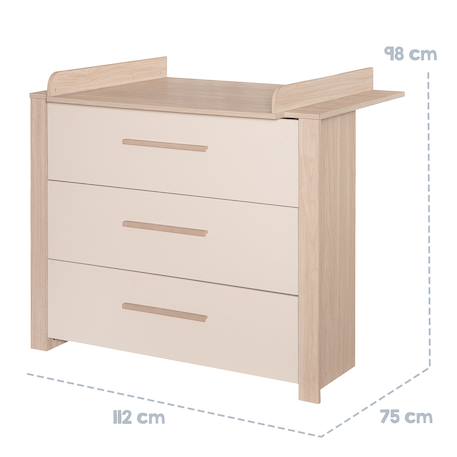 Commode à langer évolutive 3 tiroirs momo Beige cashmere - chêne 6 - vertbaudet enfant 
