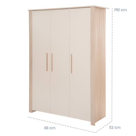 Armoire 3 portes à fermeture douce momo Beige cashmere - chêne 5 - vertbaudet enfant 