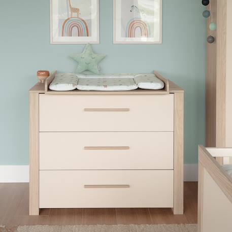 Commode à langer évolutive 3 tiroirs momo Beige cashmere - chêne 2 - vertbaudet enfant 