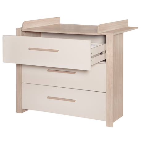 Commode à langer évolutive 3 tiroirs momo Beige cashmere - chêne 4 - vertbaudet enfant 