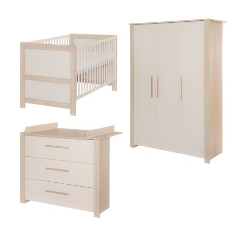 Chambre bébé évolutive complète avec soft-close momo Beige cashmere - chêne 1 - vertbaudet enfant 
