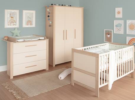 Armoire 3 portes à fermeture douce momo Beige cashmere - chêne 6 - vertbaudet enfant 
