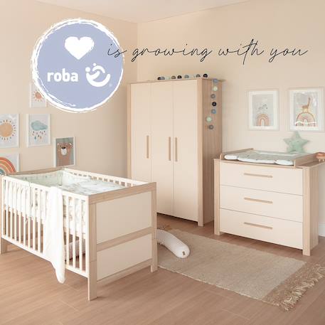 Chambre bébé évolutive complète avec soft-close momo Beige cashmere - chêne 3 - vertbaudet enfant 