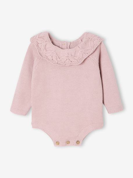 Ensemble naissance barboteuse en tricot et collants mauve 7 - vertbaudet enfant 
