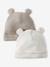 Lot de 2 bonnets naissance à oreilles d'ours bleu pâle + gris chiné+écru + beige 3 - vertbaudet enfant 