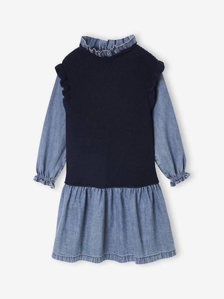 Robe 2 en1 fille marine 3 - vertbaudet enfant 