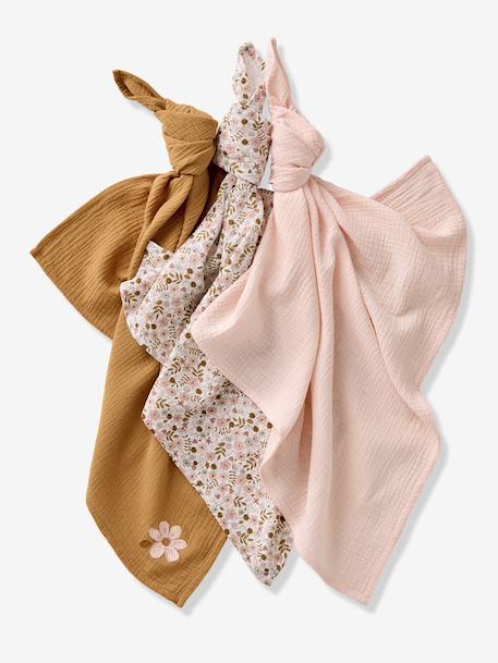 Lot de 3 langes en gaze de coton FLORA caramel 2 - vertbaudet enfant 