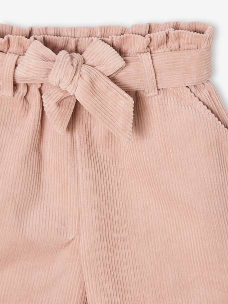 Short en velours fille style paperbag rose poudré 4 - vertbaudet enfant 