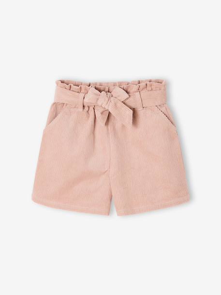 Short en velours fille style paperbag rose poudré 2 - vertbaudet enfant 