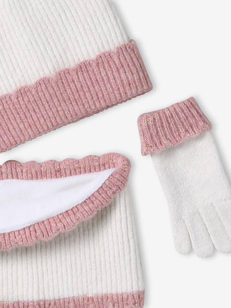 Ensemble fille bonnet + snood + moufles/gants écru 6 - vertbaudet enfant 