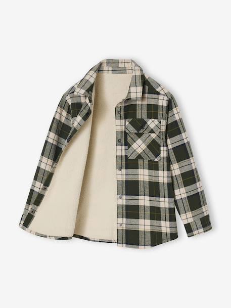 Chemise flanelle carreaux GA doublée Sherpa carreaux vert 8 - vertbaudet enfant 
