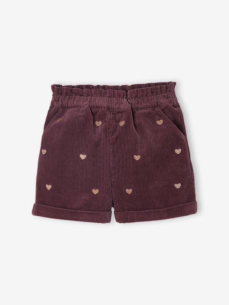 Short en velours fille détail coeurs brillants brodés prune 1 - vertbaudet enfant 