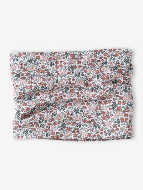 Snood fille imprimé fleuri et doublé polaire rose imprimé 1 - vertbaudet enfant 